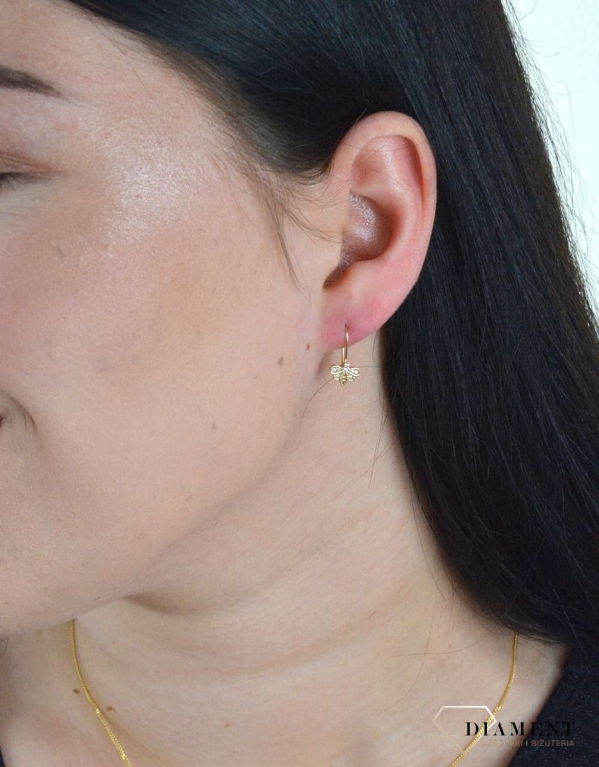 Złote kolczyki pszczółki z cyrkoniami 333 KL 7797 333.jpg